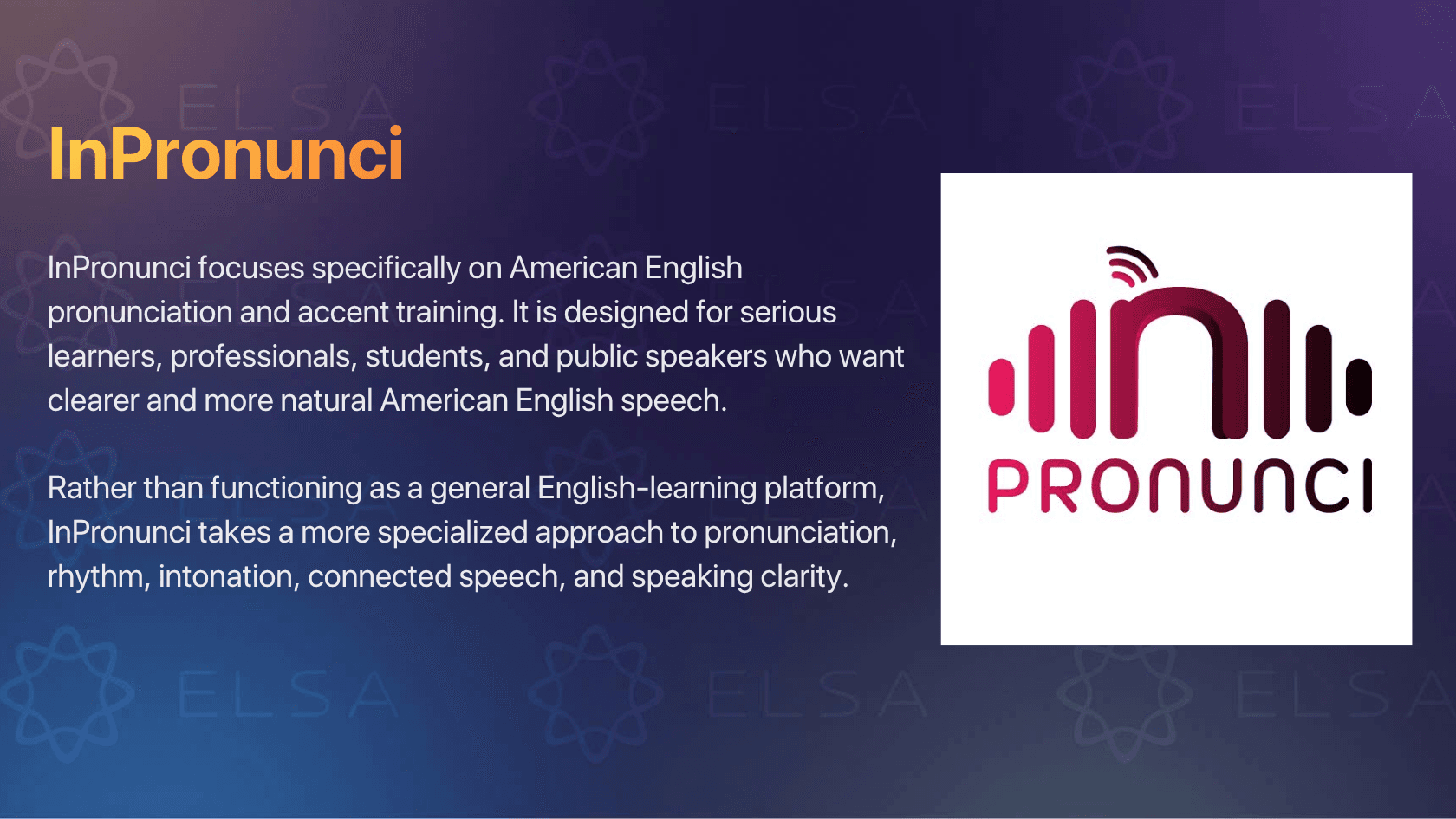 Accent reduction app: InPronunci