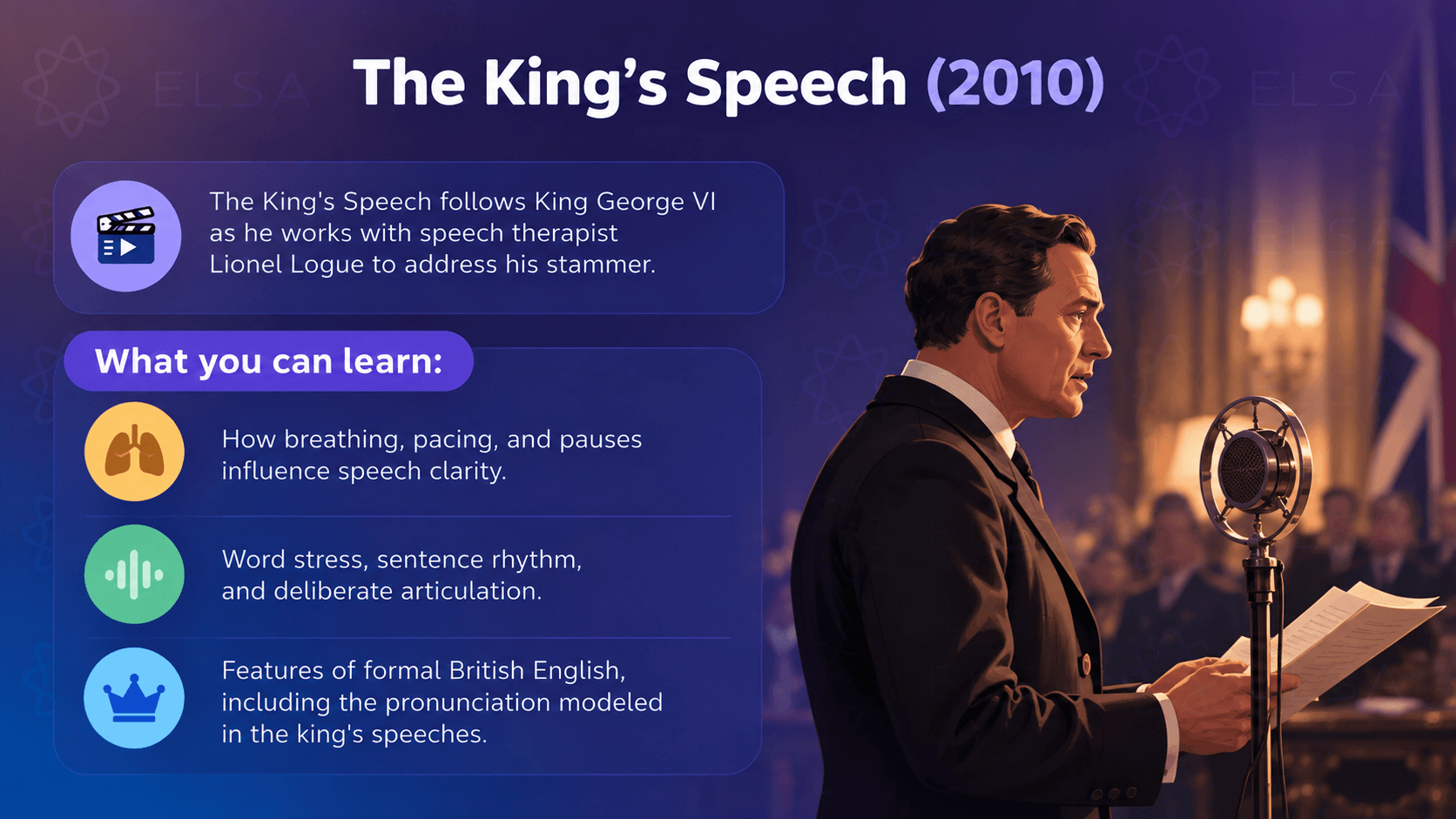 English movies to learn English speaking: The King's speech