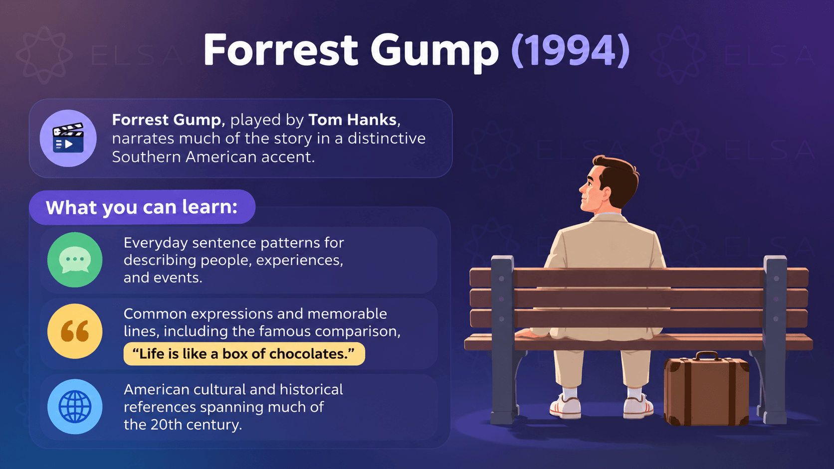 English movies to learn english speaking: Forrest Gump