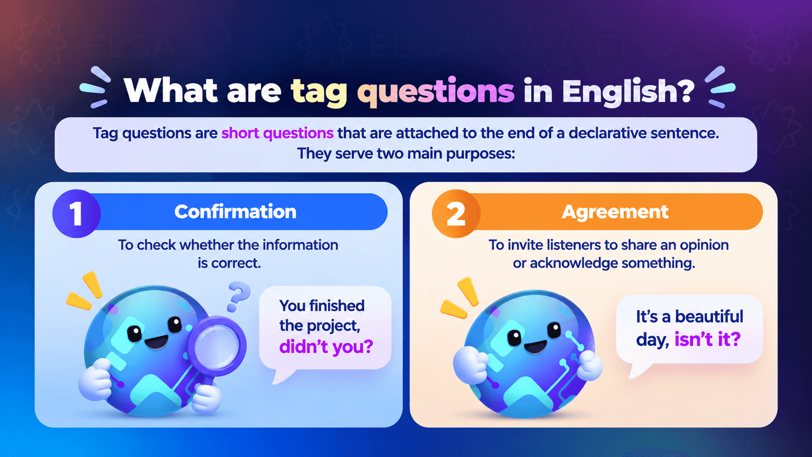 What are tag questions in english