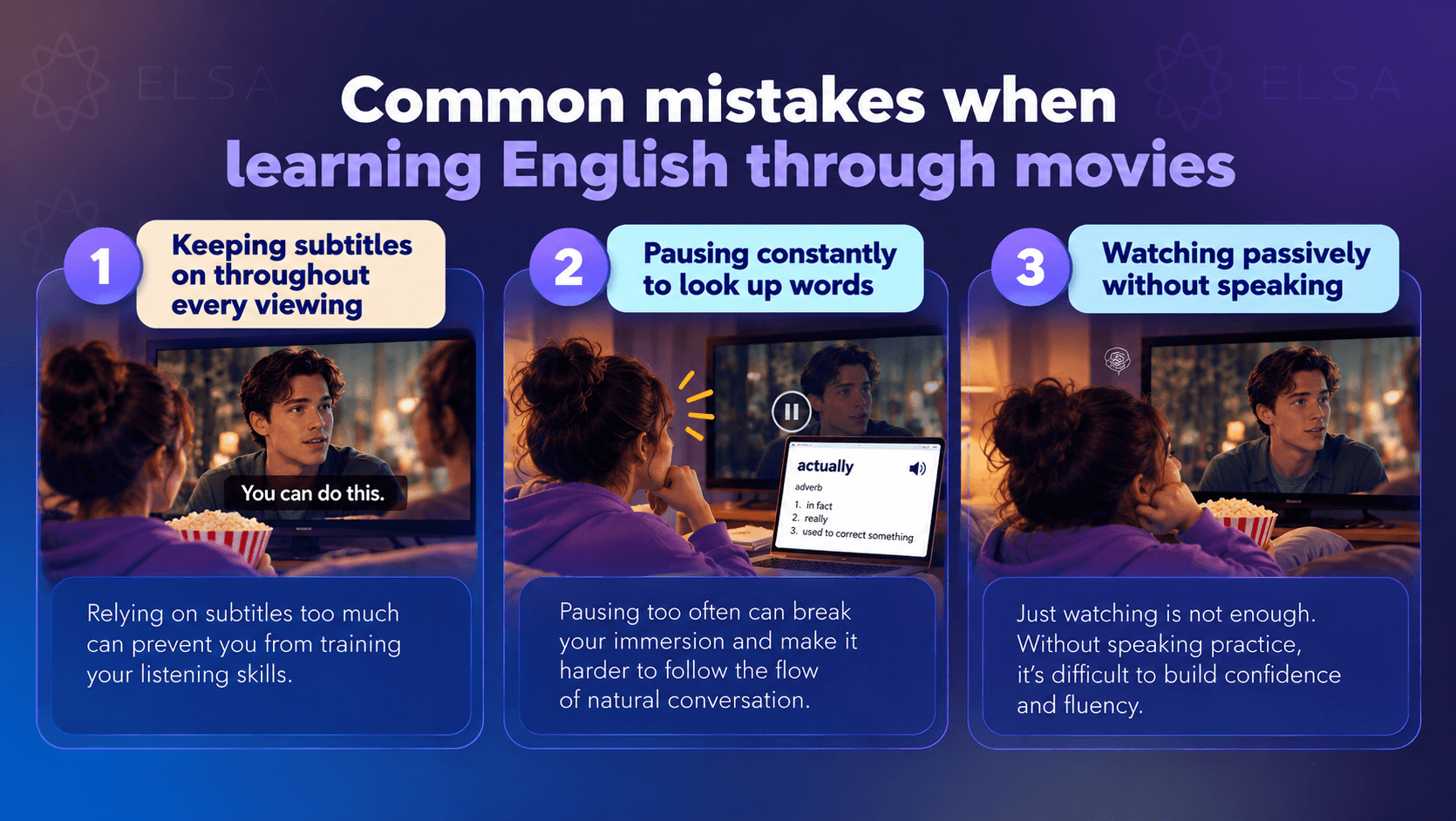 Common mistakes when learning English through movies and how to avoid them