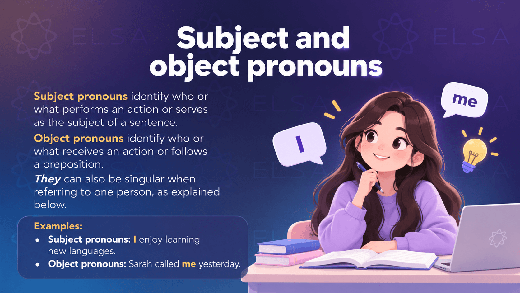 Subject, object pronouns with personal pronoun examples