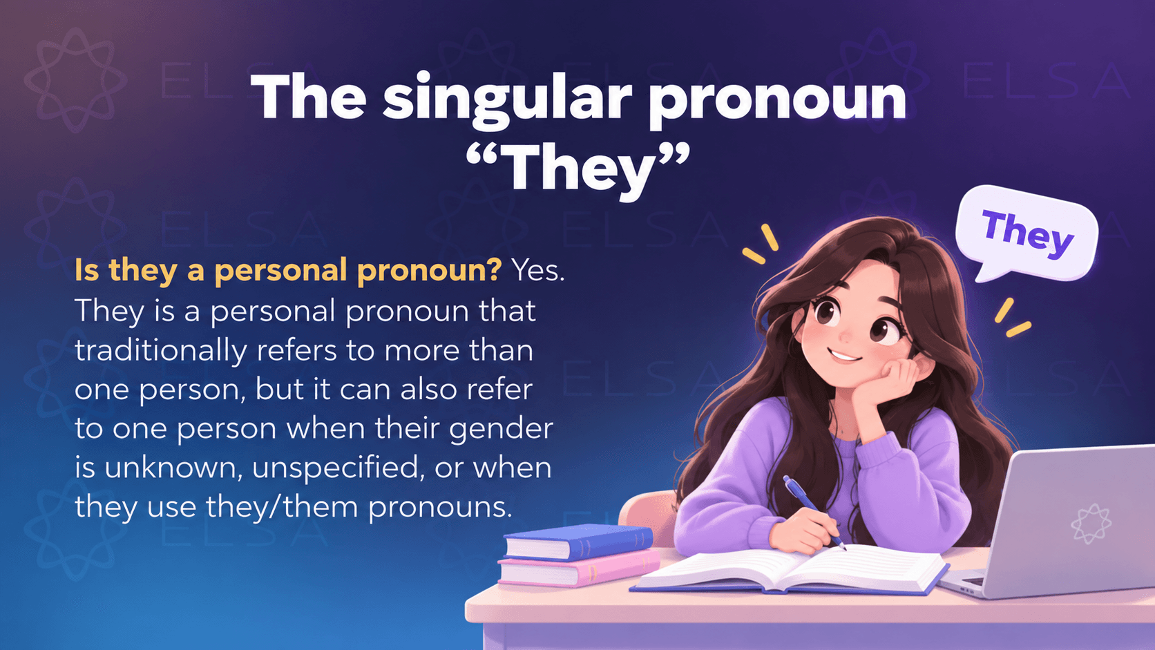 The singular pronoun “They” with personal pronoun examples