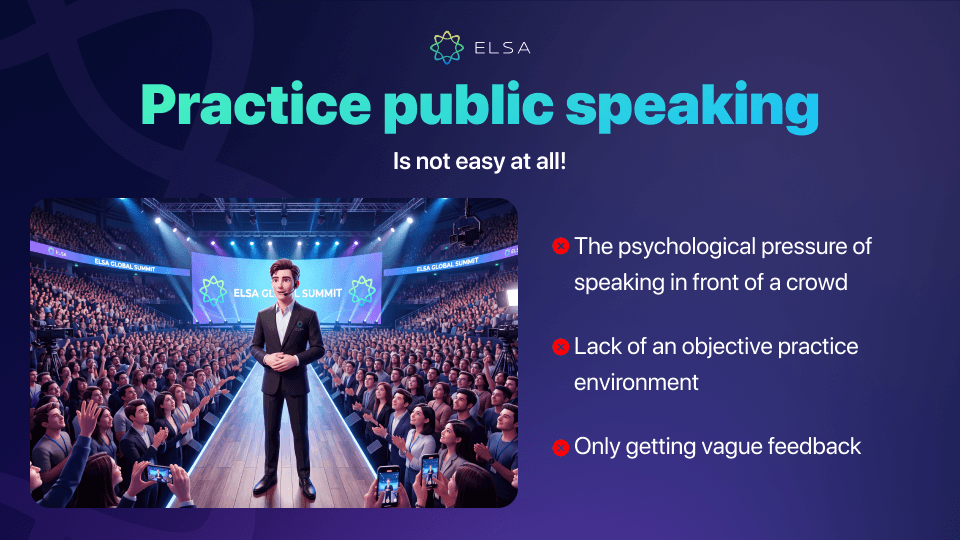Public Speaking Coach provides a personalized practice environment anytime, anywhere.