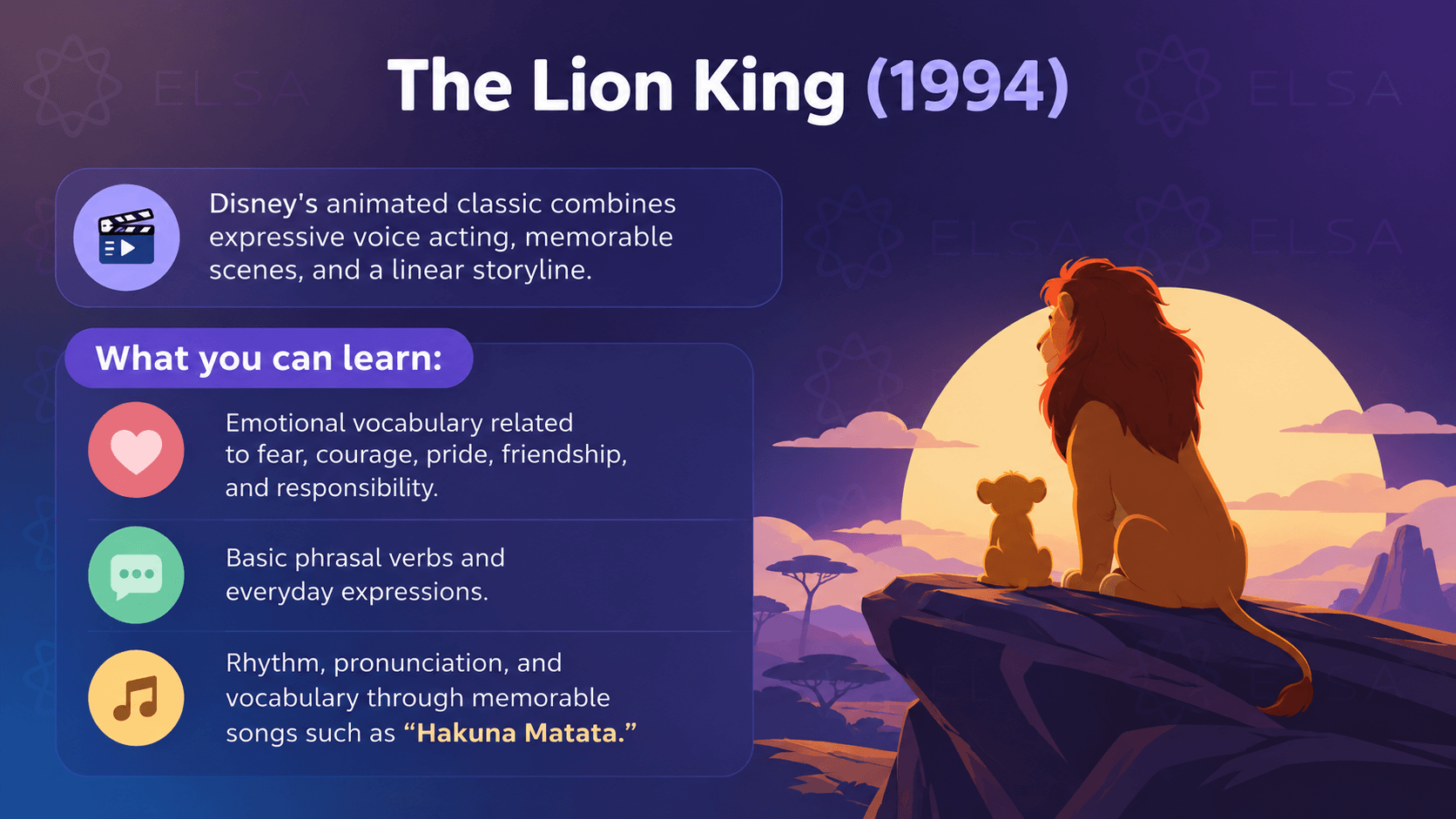 The Lion King is one of the best movies to learn English for beginners