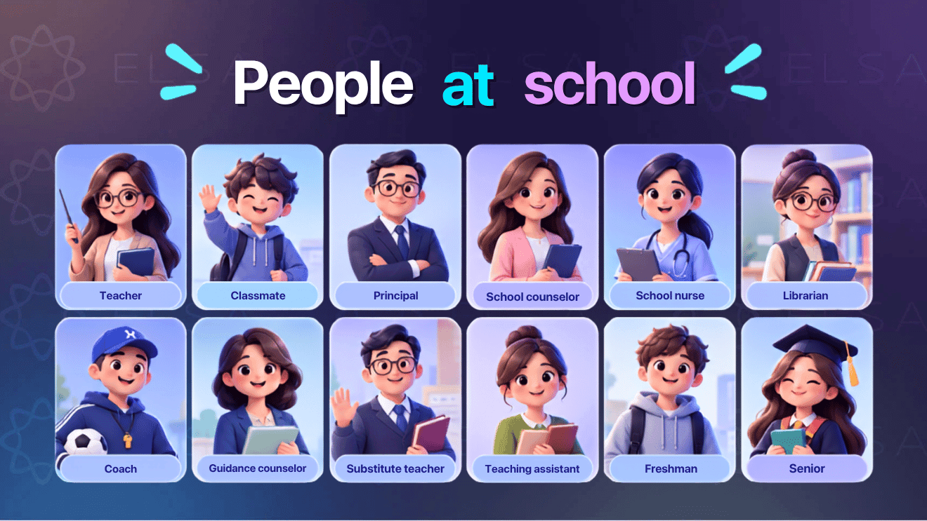 Back to school vocabulary word list about people at school