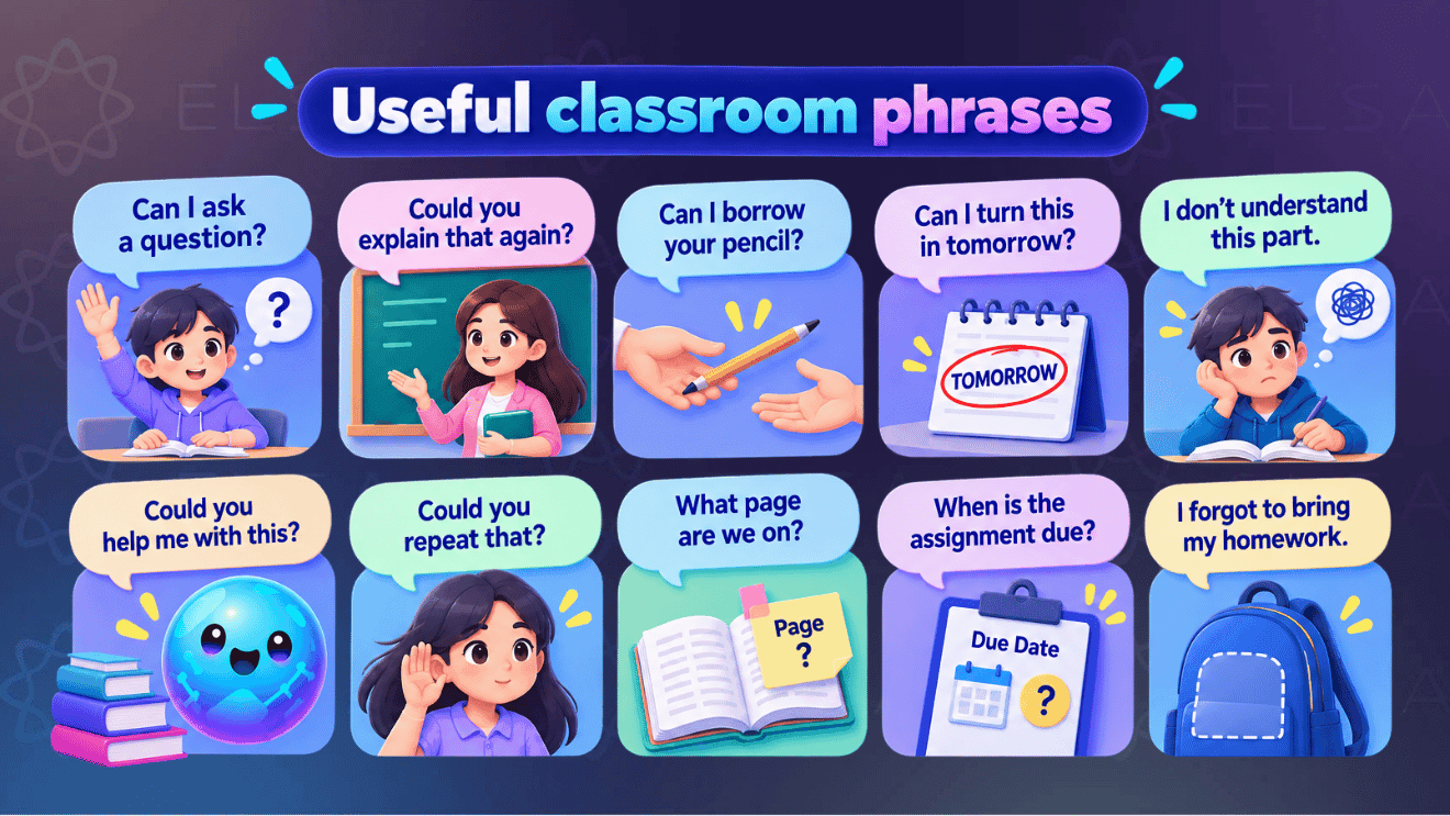 Useful classroom phrases to use at school
