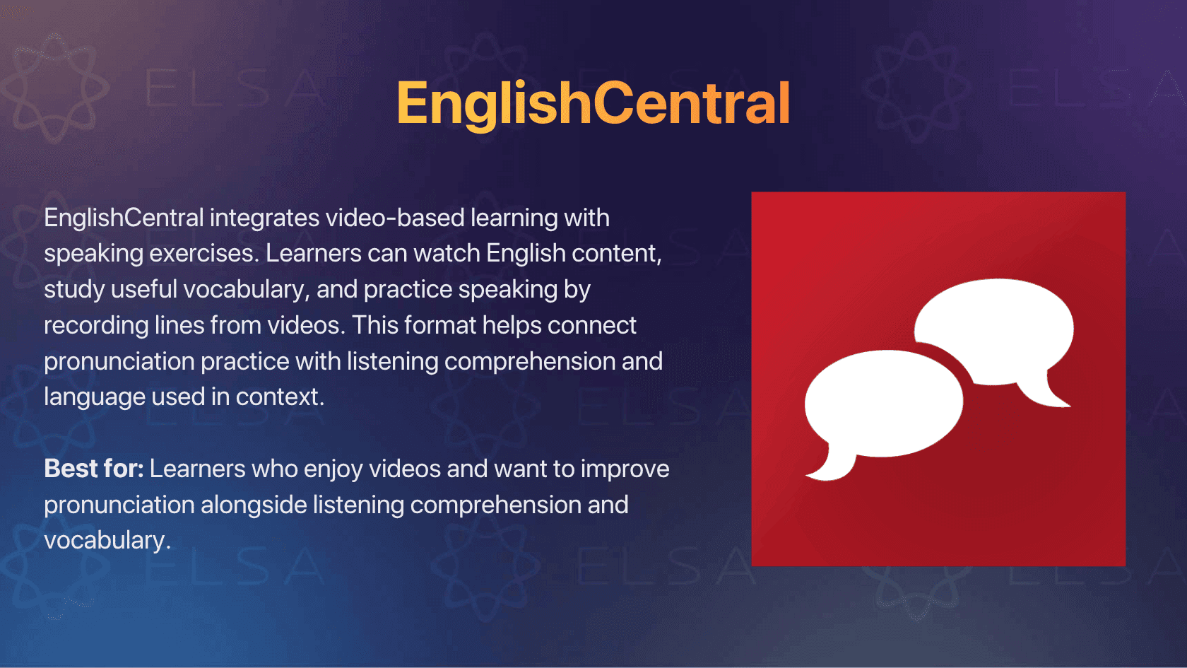 One of the best English pronunciation apps, EnglishCentral