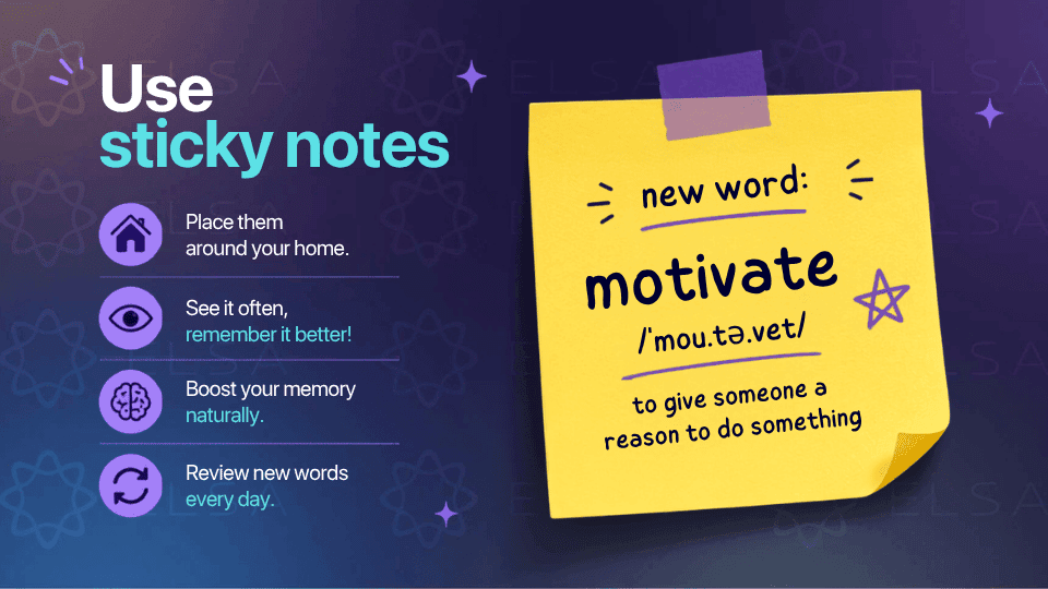 Use sticky notes to learn vocabulary