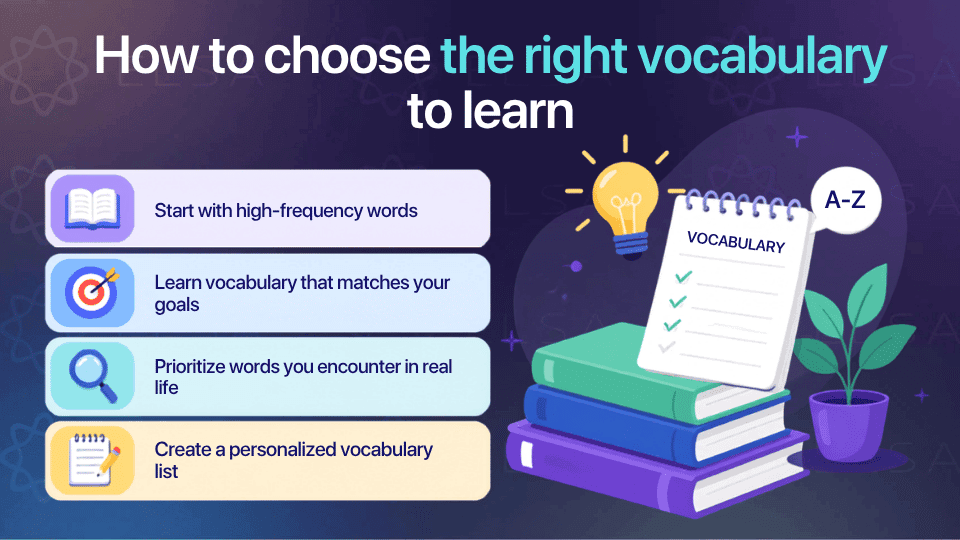 Choosing the right words to learn is one of the best ways to learn vocabulary