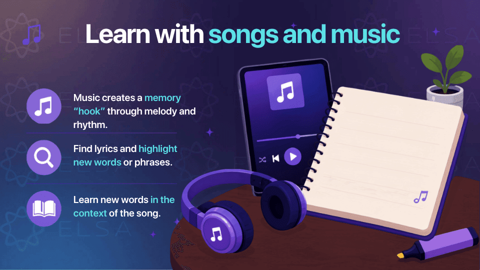 Learn vocabulary with songs and music