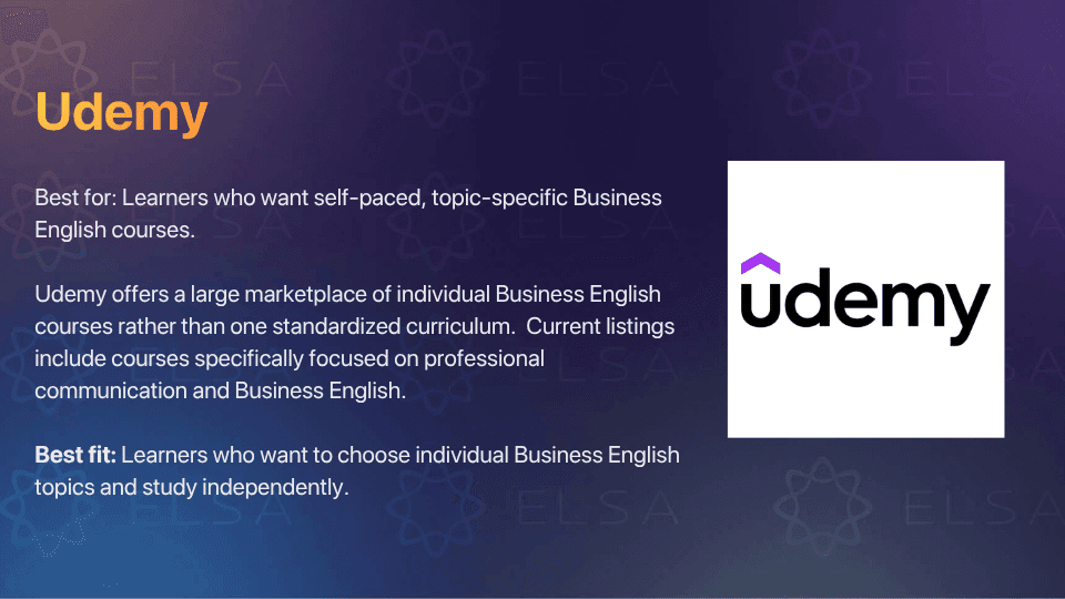 Business English course for professionals: Udemy