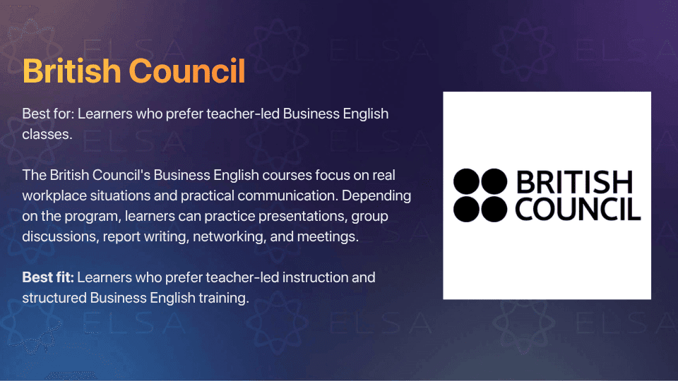 British Council offers teacher-led business English classes