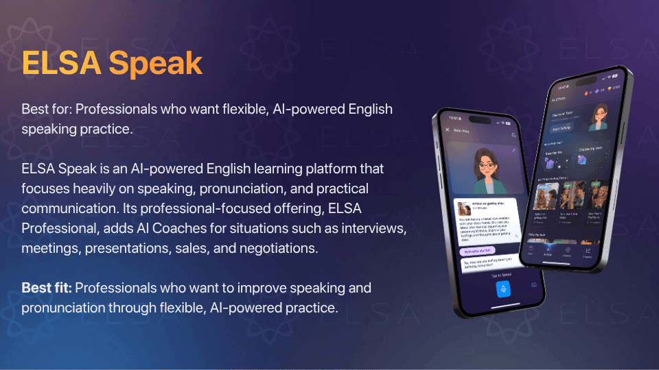Business English course for professionals: ELSA Speak