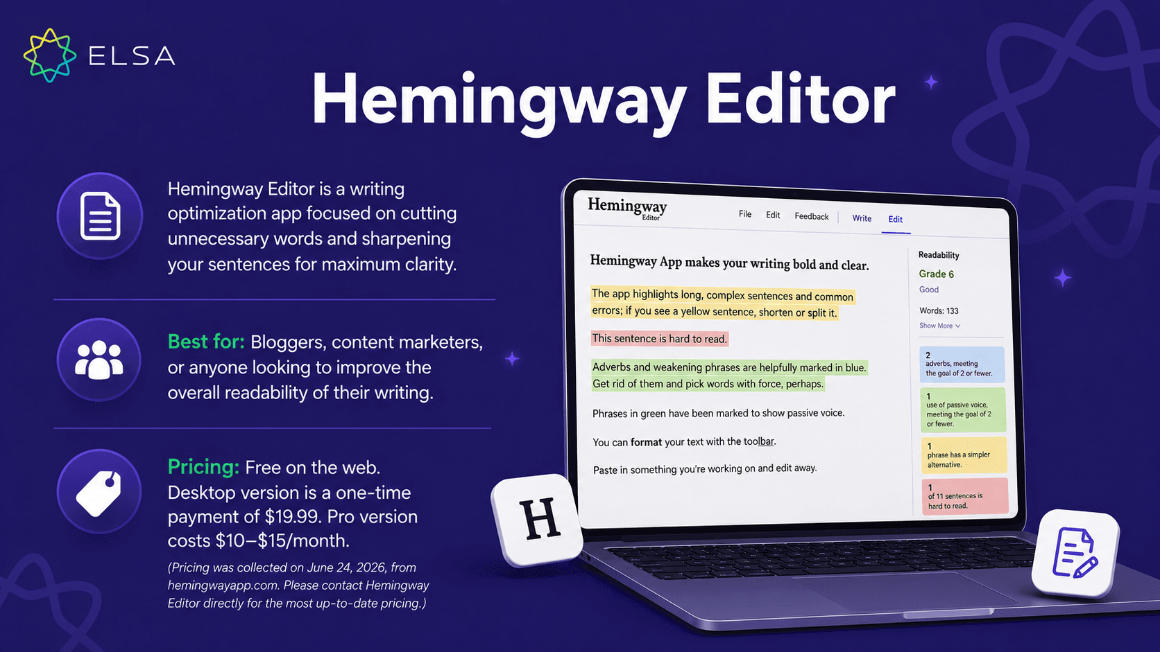 Online English grammar check tool: Hemingway Editor