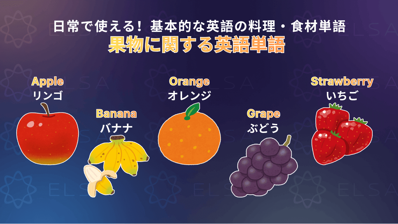 身近な果物の英単語と意味をまとめた内容