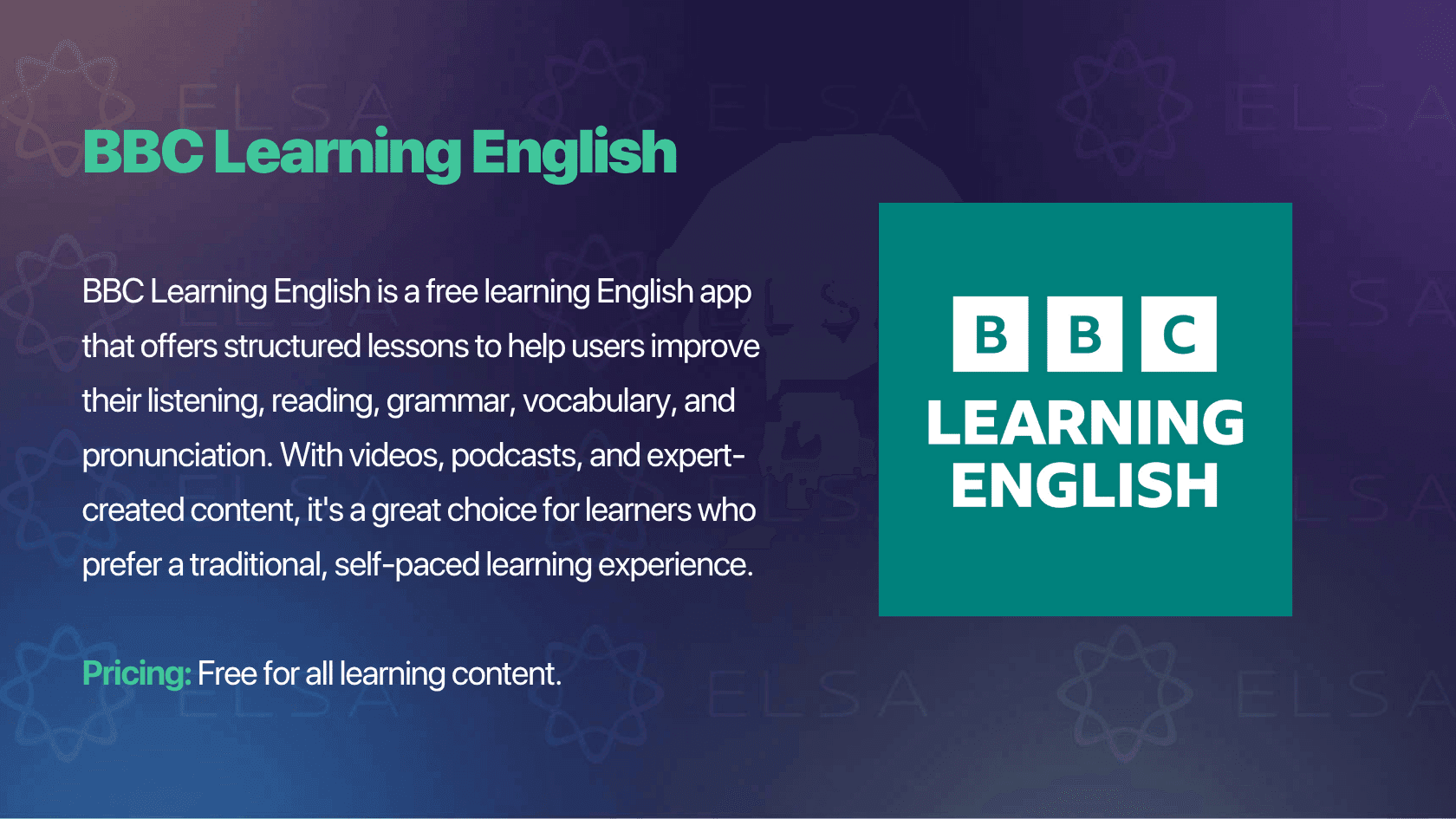Free English learning app: BBC Learning English