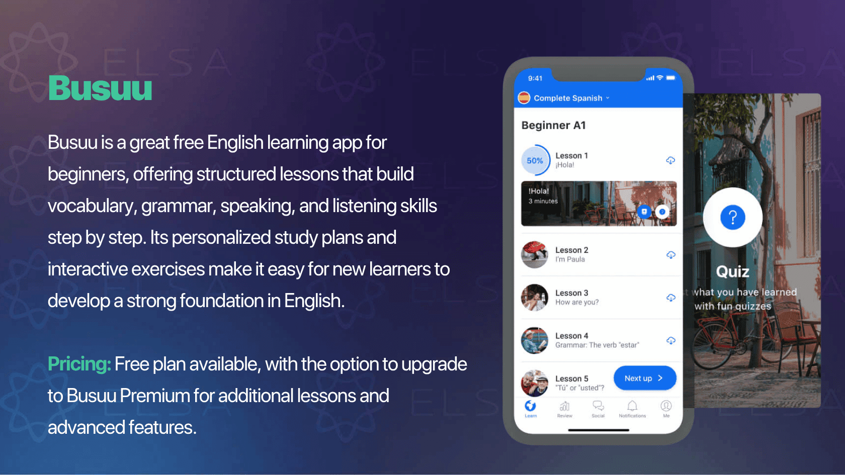 Busuu is a great free English learning app for beginners