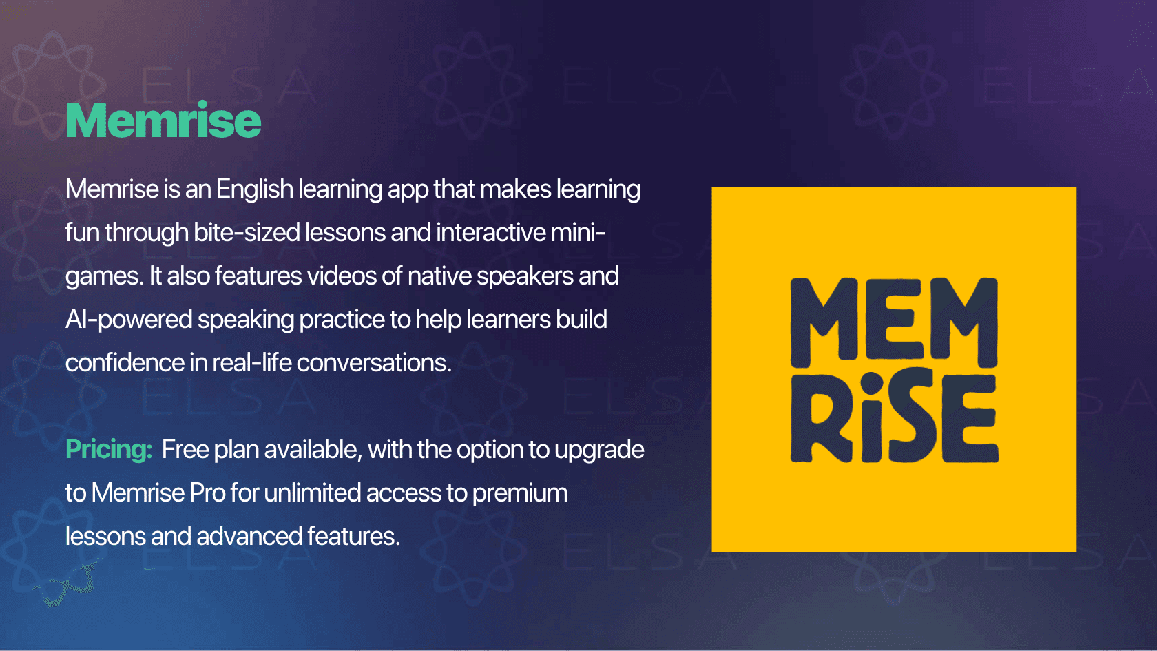 App for learning English free: Memrise