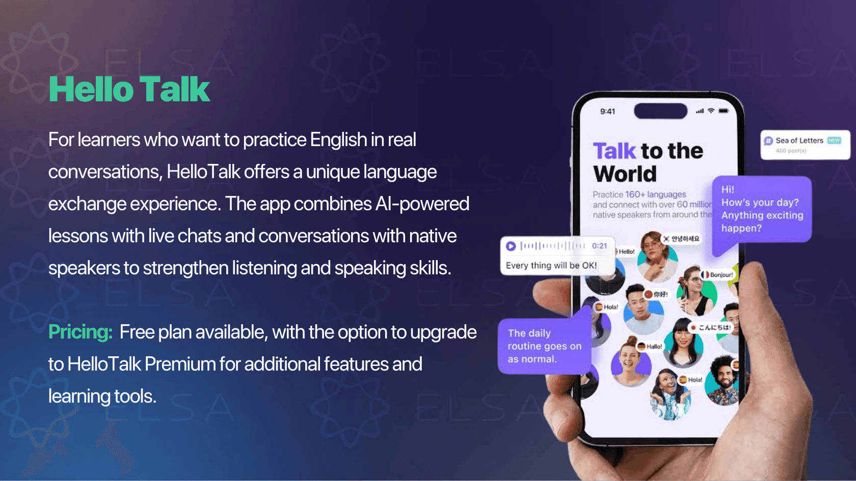 Free learning English app: HelloTalk