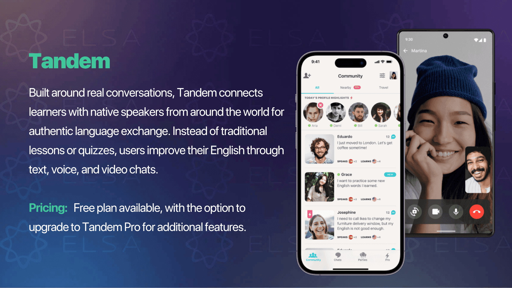 Tandem app for learning English