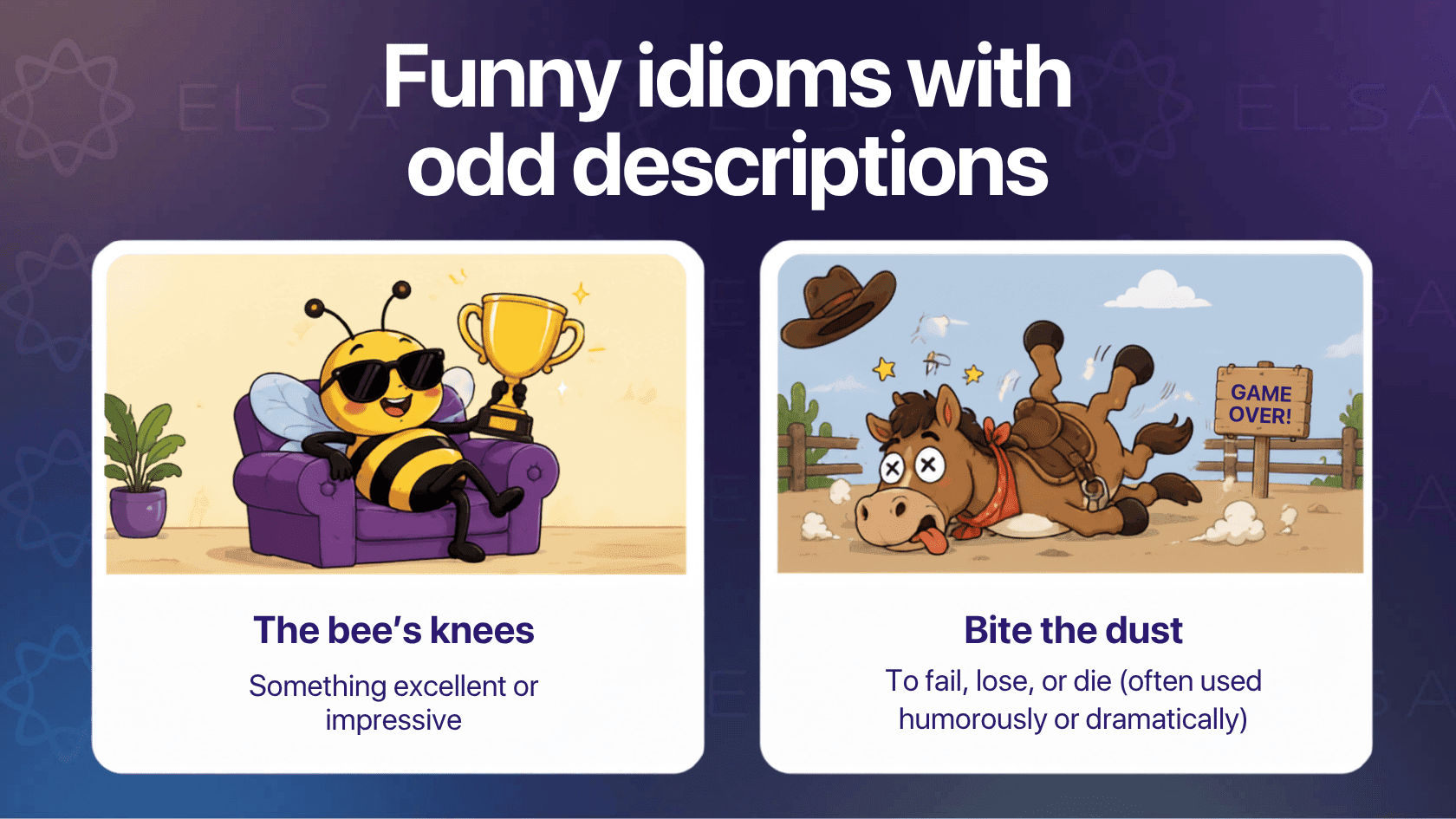 Funny idioms in English with odd descriptions