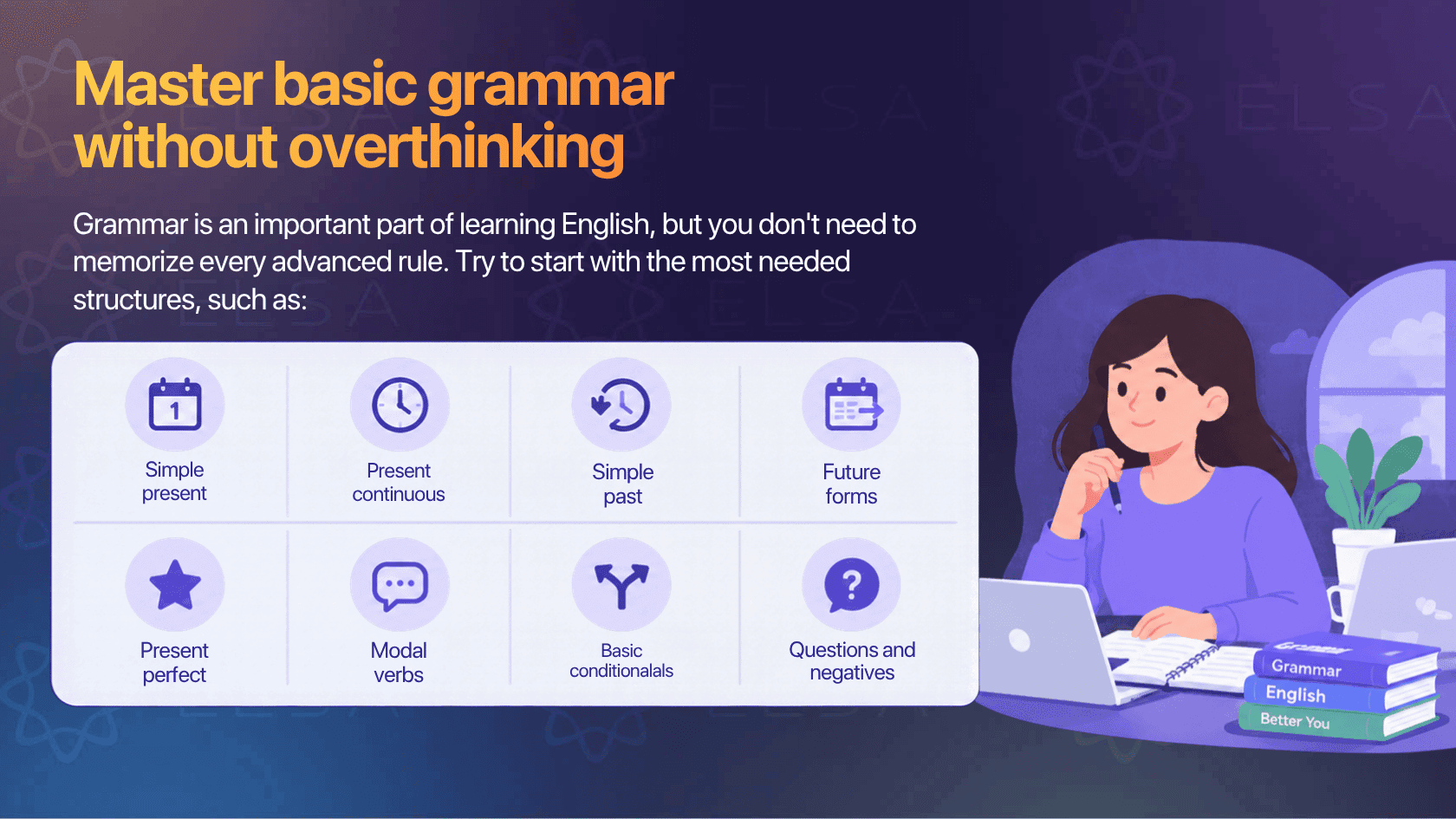Grammar is an important part of learning English, but you don’t need to memorize every advanced rule