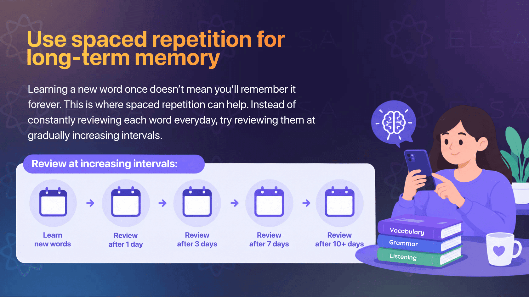 How to learn English step by step: Use spaced repetition for long-term memory
