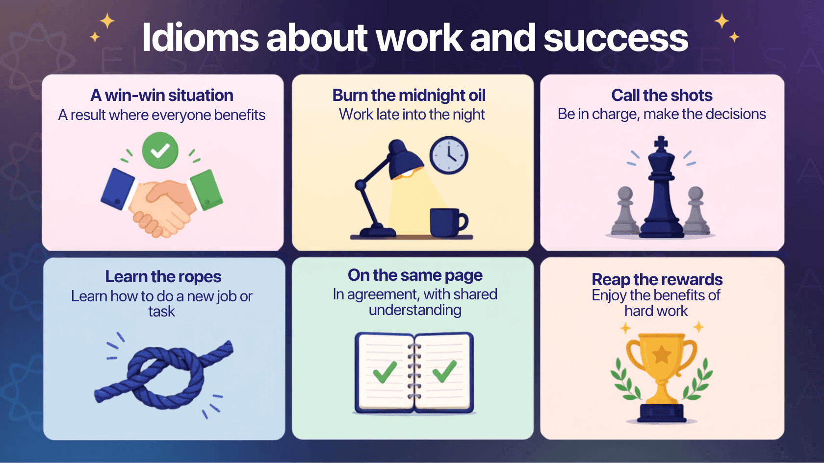 English idioms about work and success