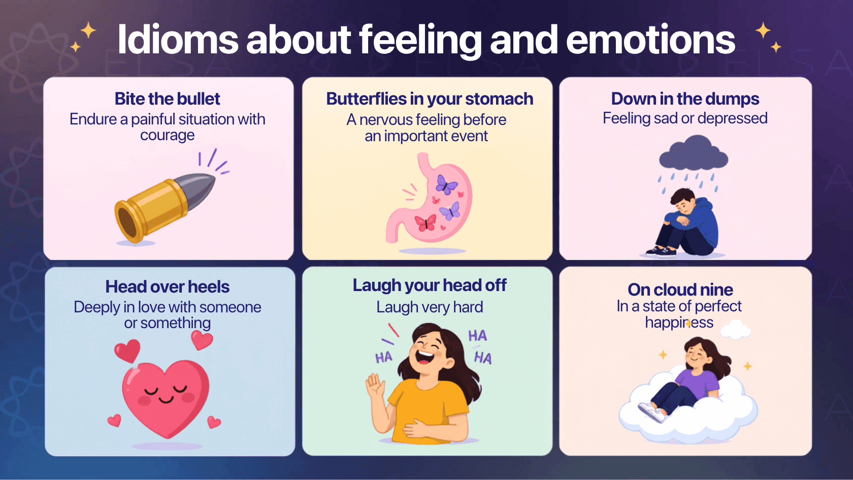 Idioms list about feelings and emotions