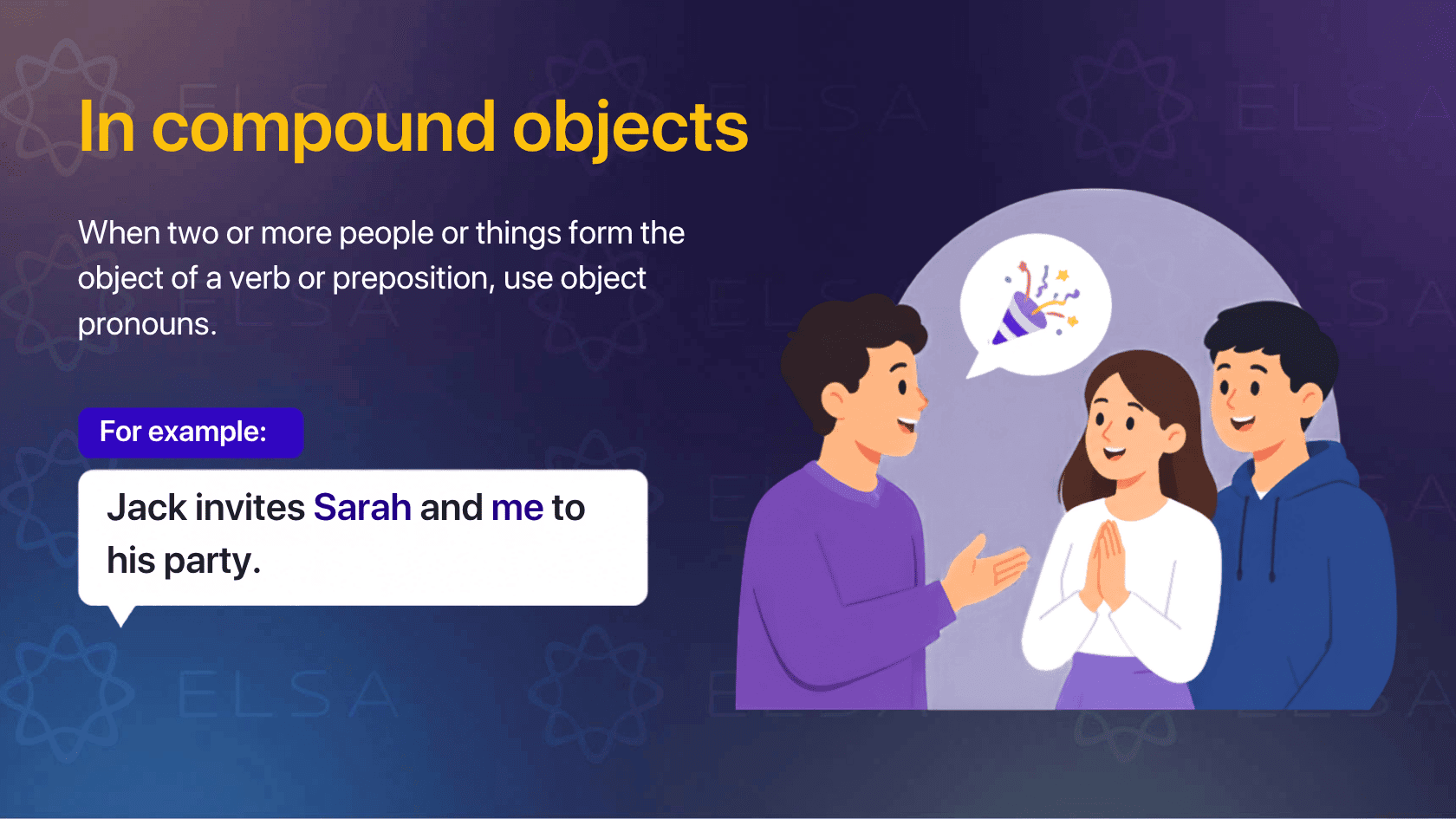 Object pronouns used in compound objects