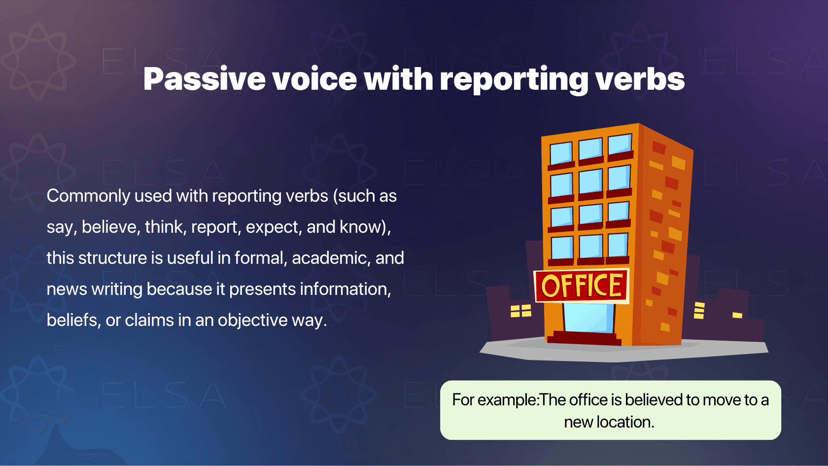 Passive voice with reporting verbs