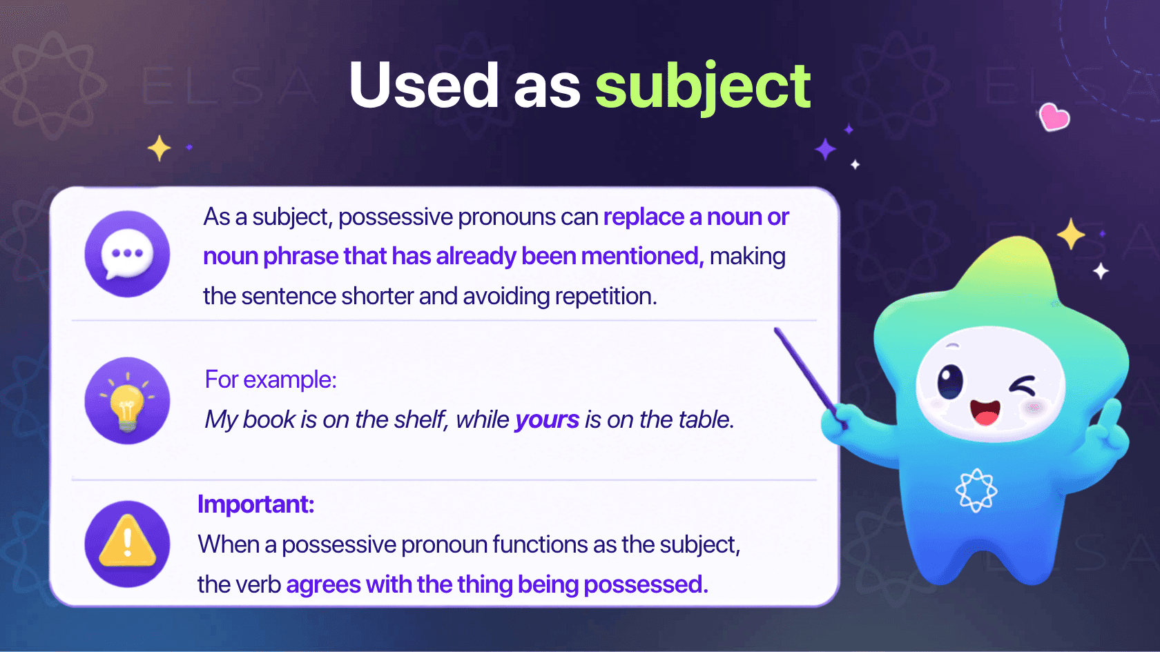 Posessive pronoun as a subject
