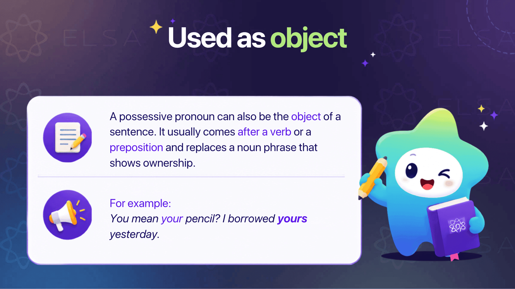 Posessive pronoun as a object