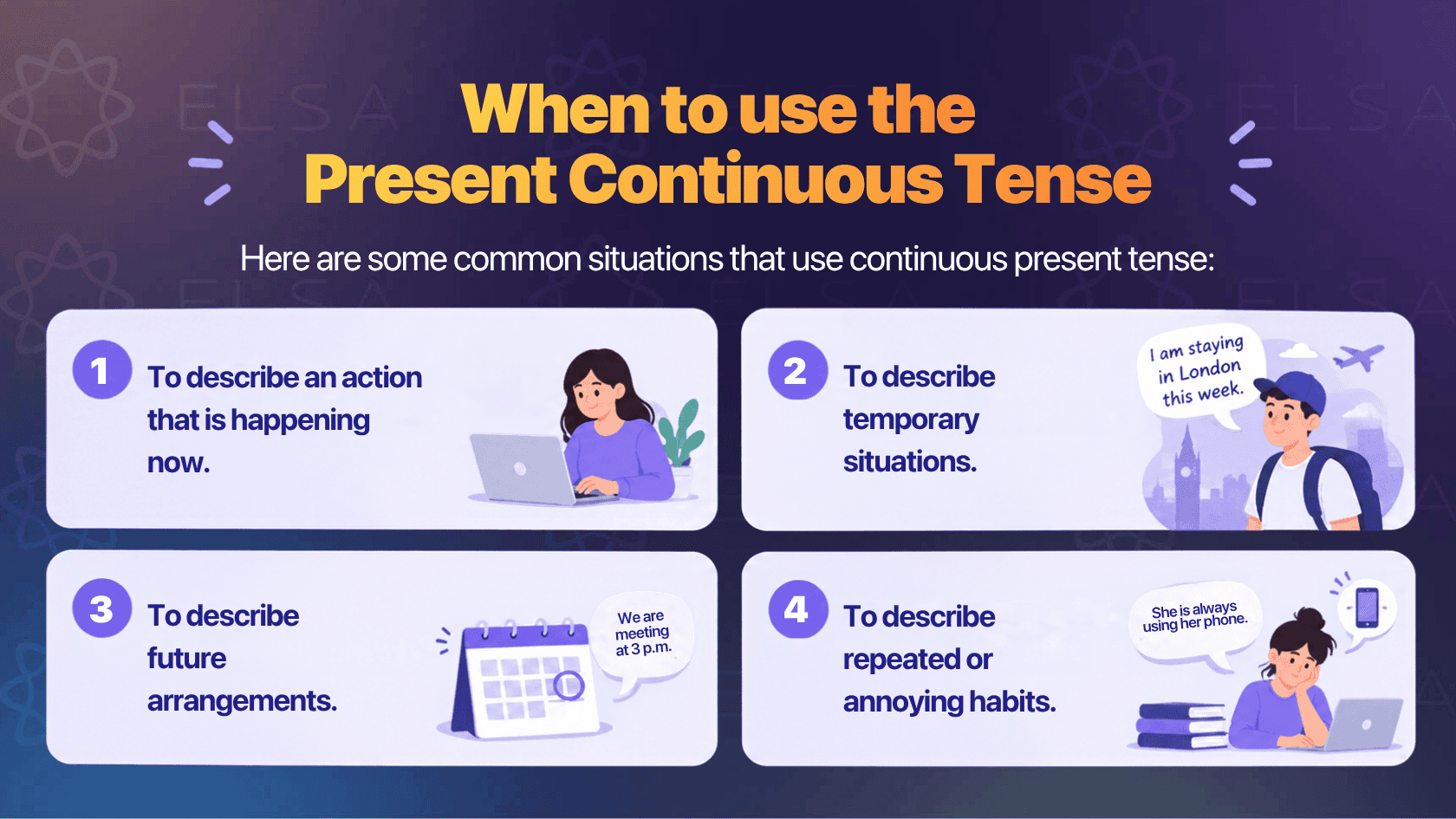 When to use the present continuous tense