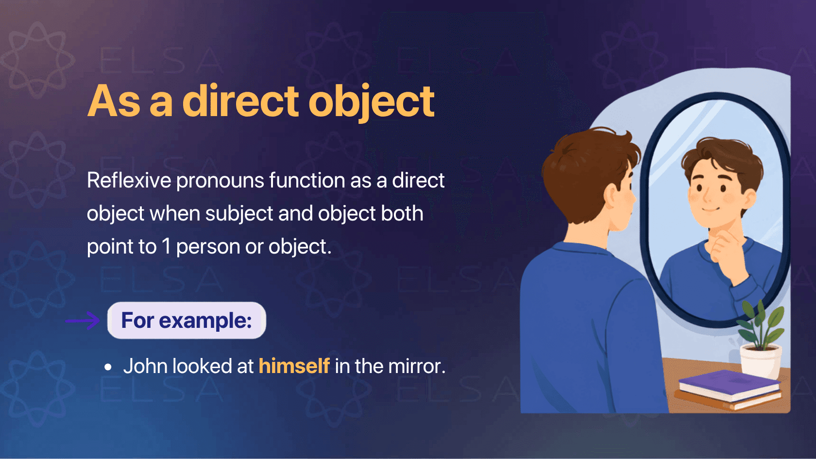 Reflexive pronouns examples about being a direct object