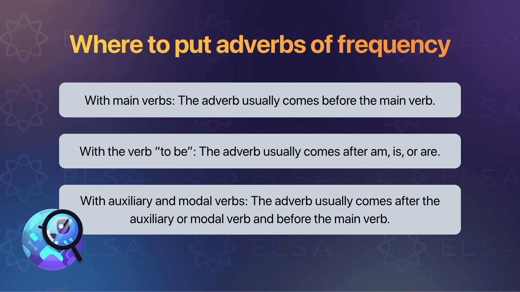 Where to put adverbs of frequency in simple present tense verbs
