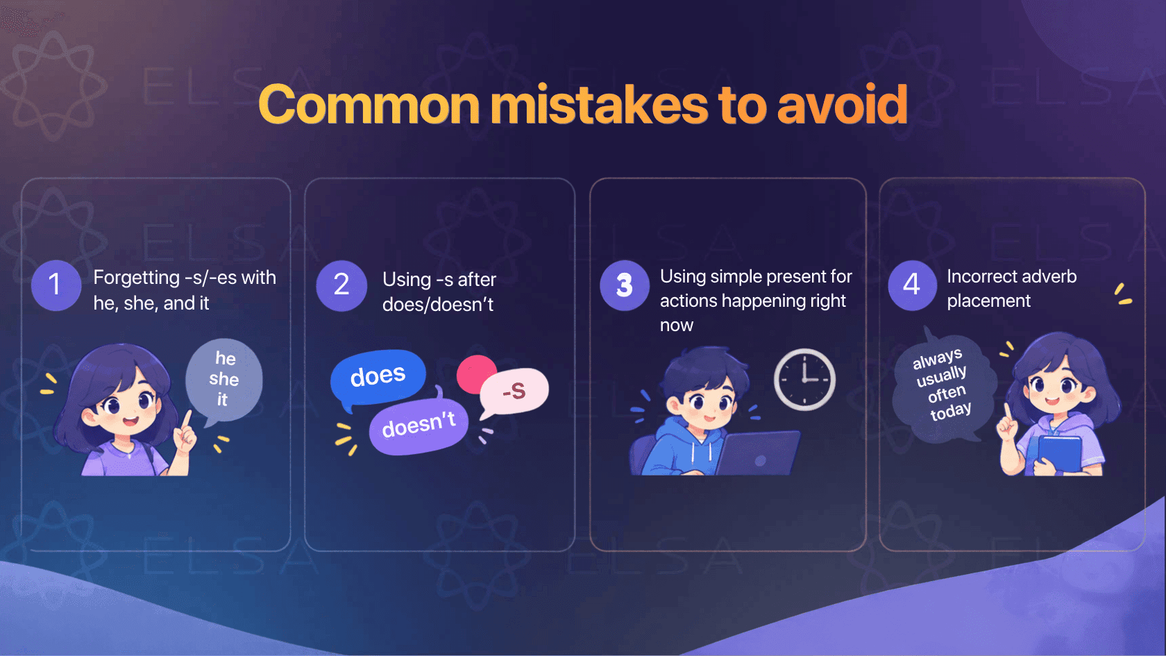 Common mistakes to avoid in simple present tense exercises