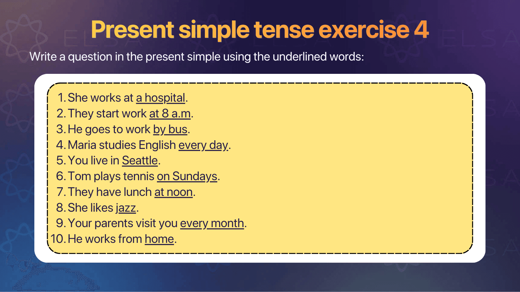 Present simple tense exercise 4
