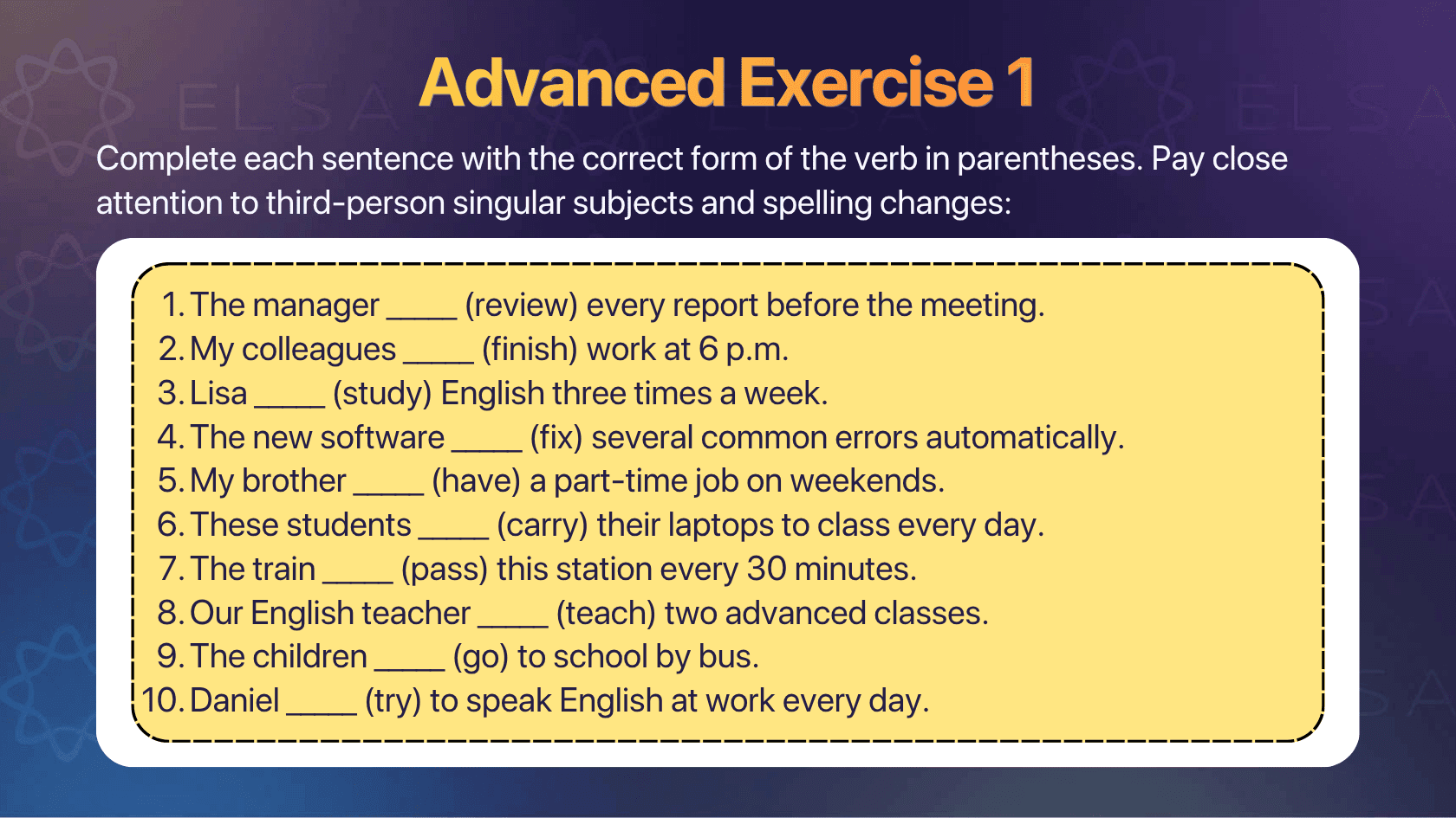 Advanced for simple present tense 1