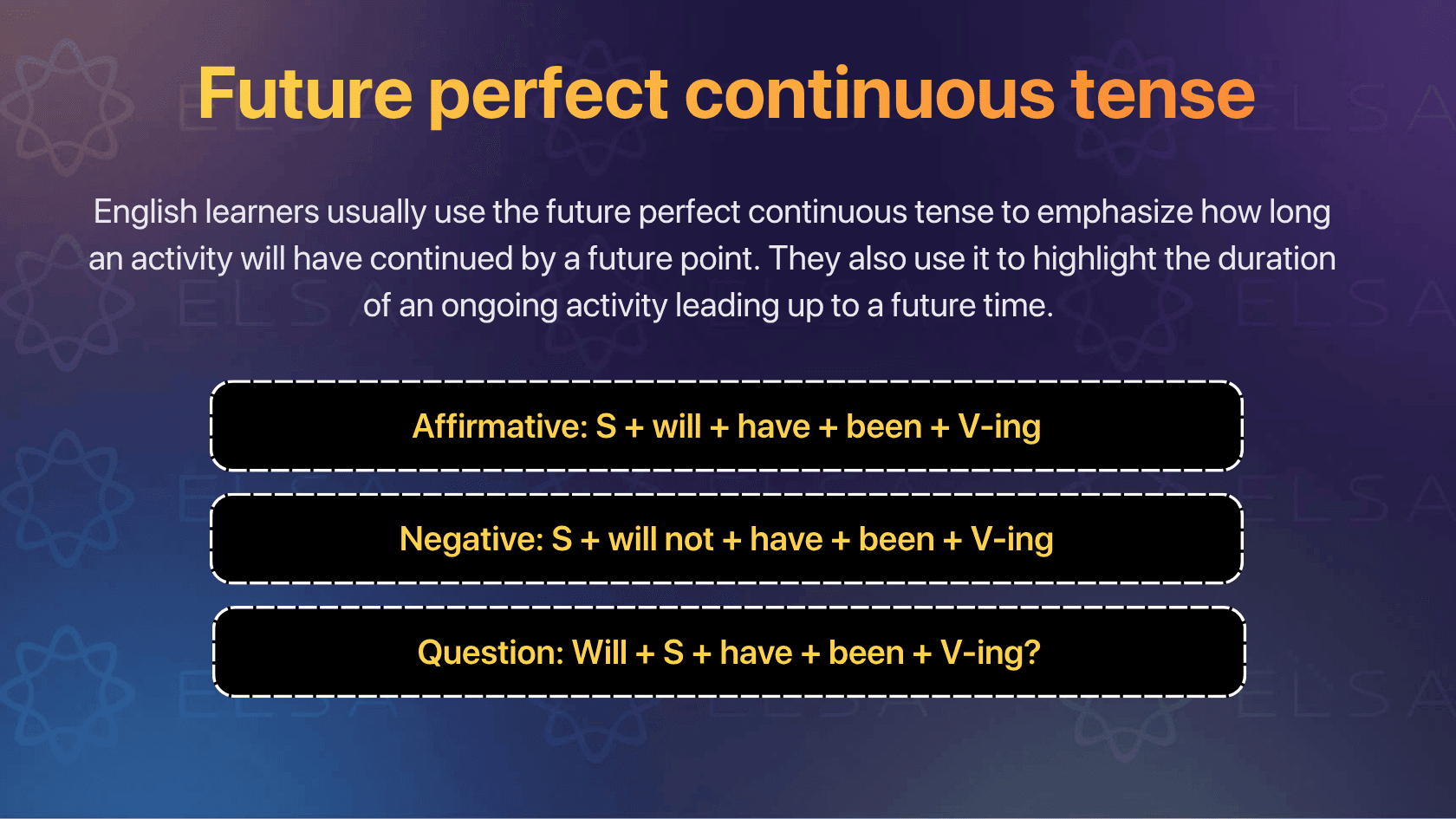 12 tenses in English: the future perfect continuous tense
