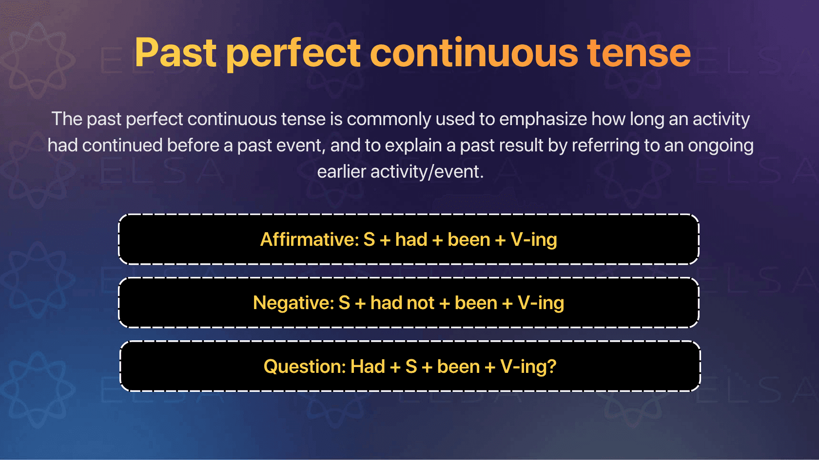 12 tenses in English: the The past perfect continuous tense