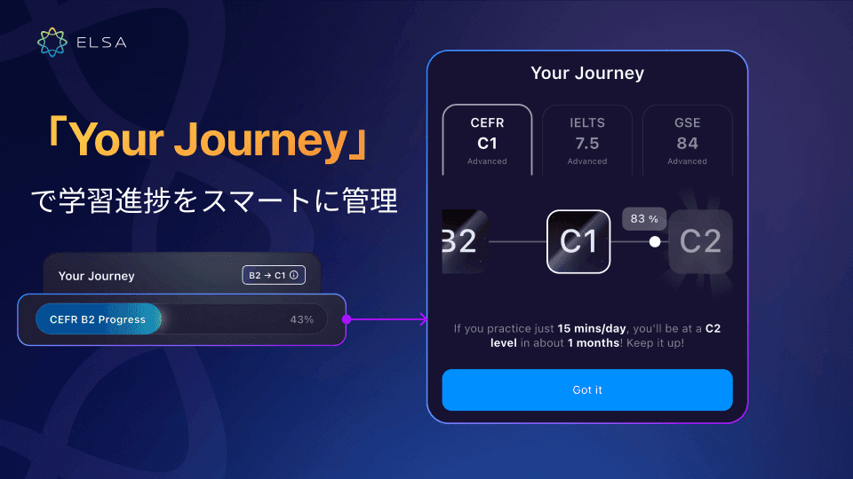 「Your Journey」で学習の進捗を自分で管理